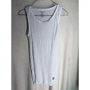 Layers Mens Ribbed Tank Top White Cotton Blend Sleeveless Undershirt Size S
